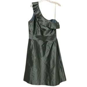 Aria Blue Green Silk One Shoulder Dress Womens Size 8 USA Wedding Party